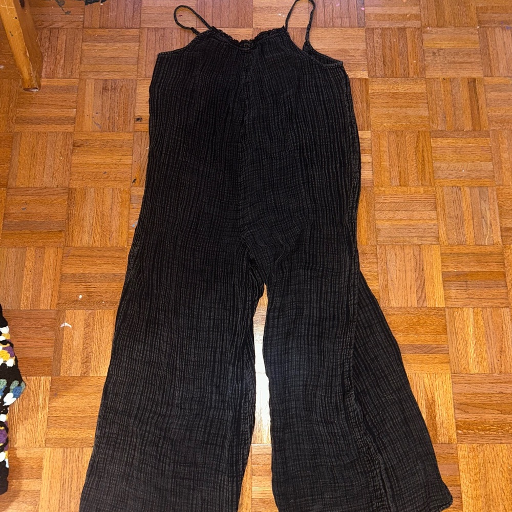 Anthropologie Textured Black Jumpsuit